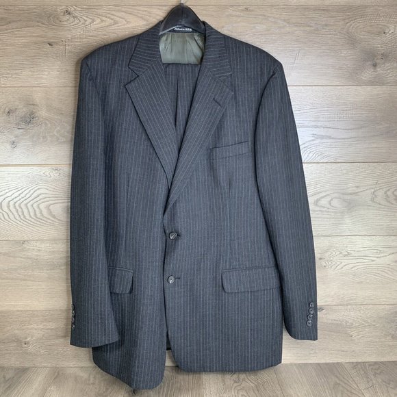 Daks London New York Mens See Desc. for Meas. Charcoal Grey w Pinstripes 2 piece - Picture 2 of 16